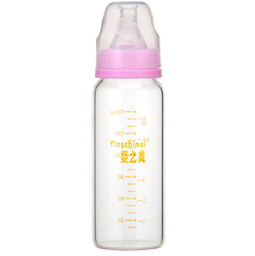 嬰之美標口高硼硅玻璃奶瓶180ML粉色