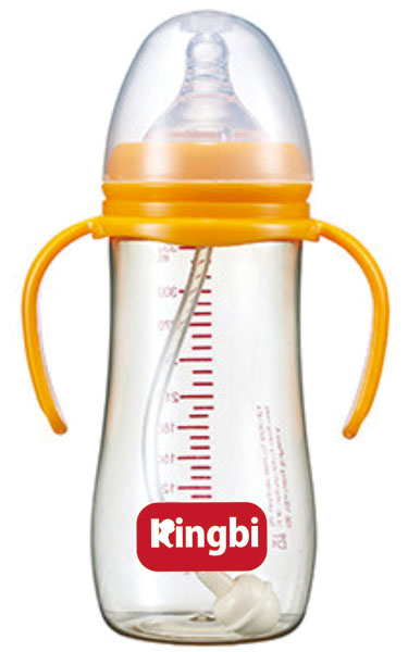 健貝標口橙色雙柄ppsu嬰兒奶瓶300ml