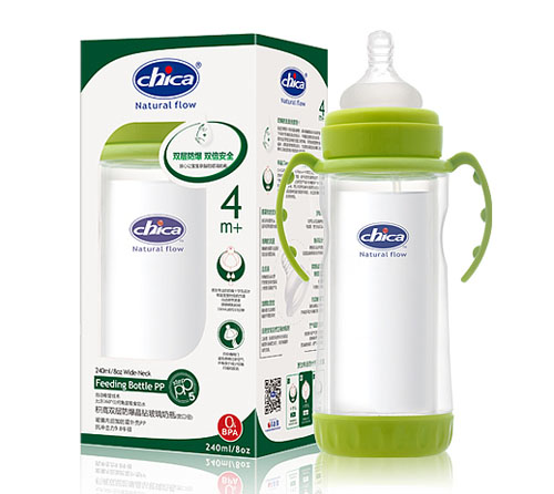 積高雙層防爆玻璃奶瓶(寬口徑)200ml