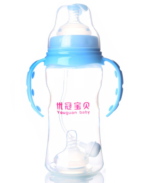 優(yōu)冠寶貝寬口徑PP奶瓶330ml藍(lán)色