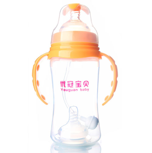 優(yōu)冠寶貝寬口徑PP奶瓶300ml橙色