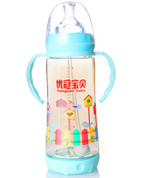 優(yōu)冠寶貝防脹氣PPSU奶瓶300ml藍(lán)色