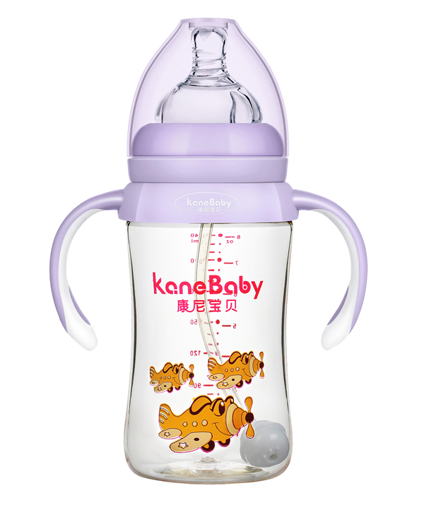 康尼寶貝寬口弧形有柄自動(dòng)PA奶瓶240ml